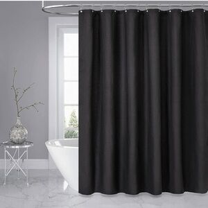 Black Waffle Shower Curtain